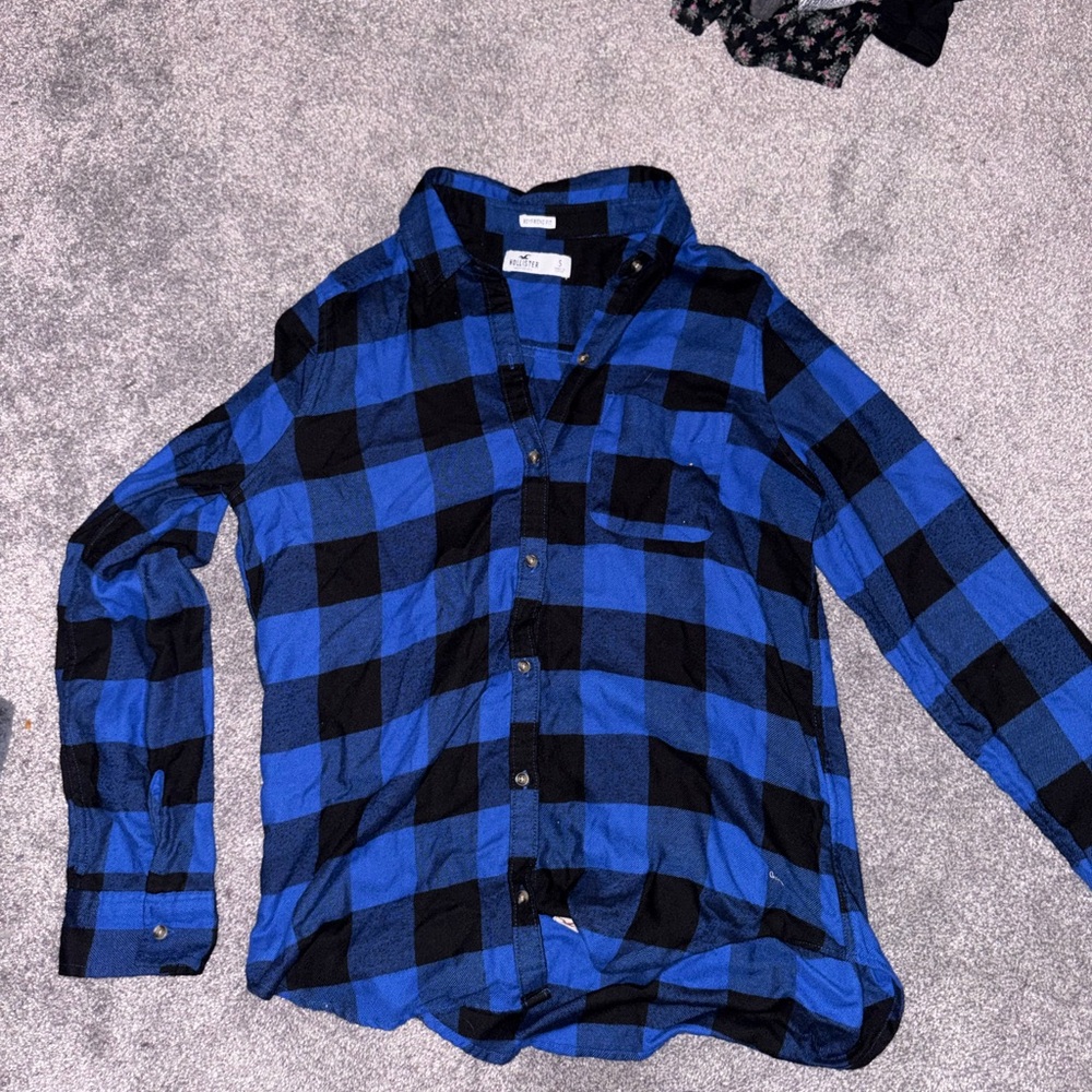 Hollister Black and Blue Checkered Shirt